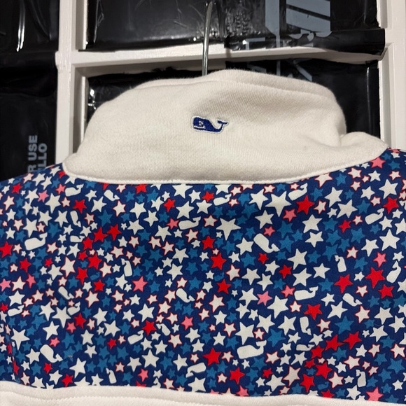 Vineyard Vines White Zip-Up Sweater with Blue and Pink Accents - Picture 7 of 7